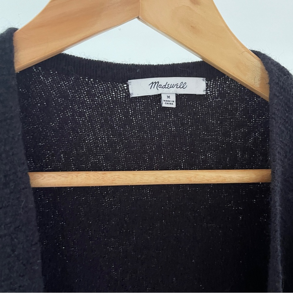 Madewell Black Open Front Cardigan - merino wool blend - Picture 2 of 5